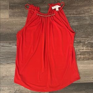 Embellished Red Sleeveless Tank Top